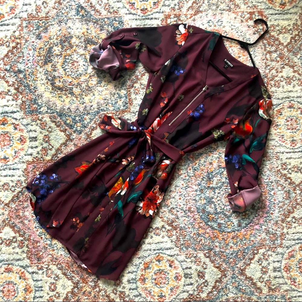 Kimono-like dress in rich wine red